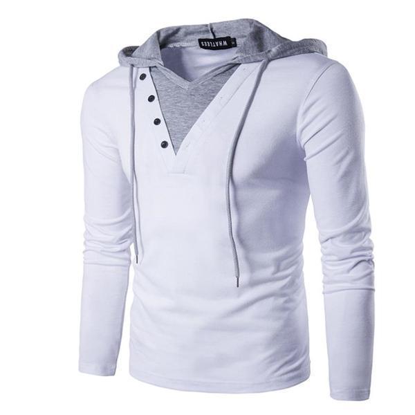 Fashion Casual Youth Slim Solid Color Long Sleeve Men Hoodie