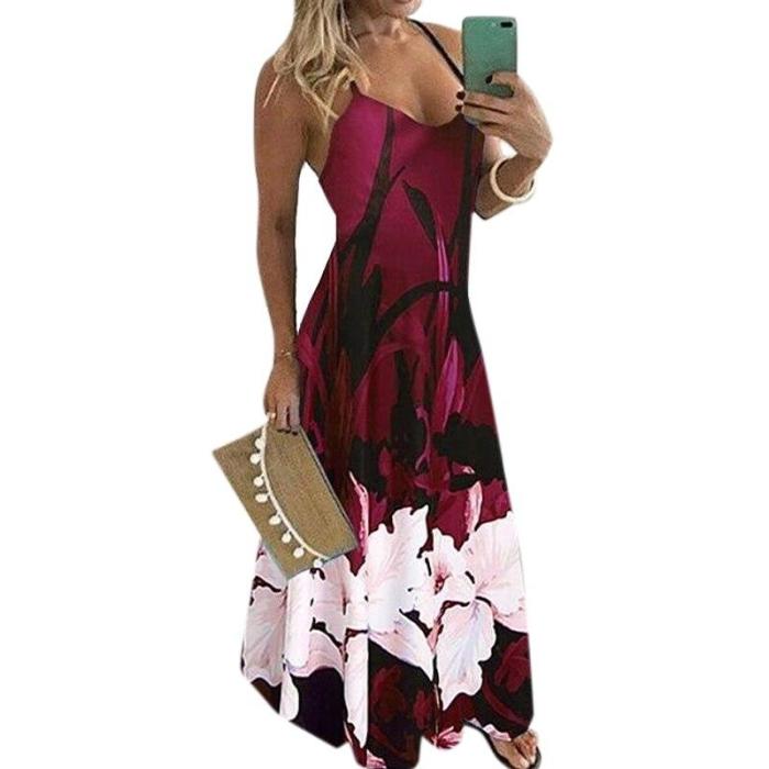 Spaghetti Strap Long Dresses 2020 Flower Party Dating Vacationg Maxi Dress
