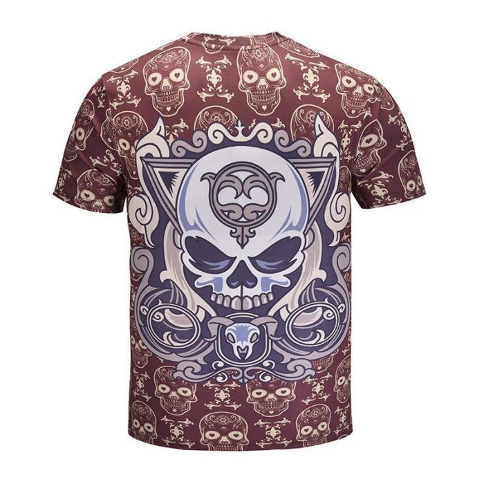 Halloween Devil 3D Skull Floral Print Men's T-Shirt