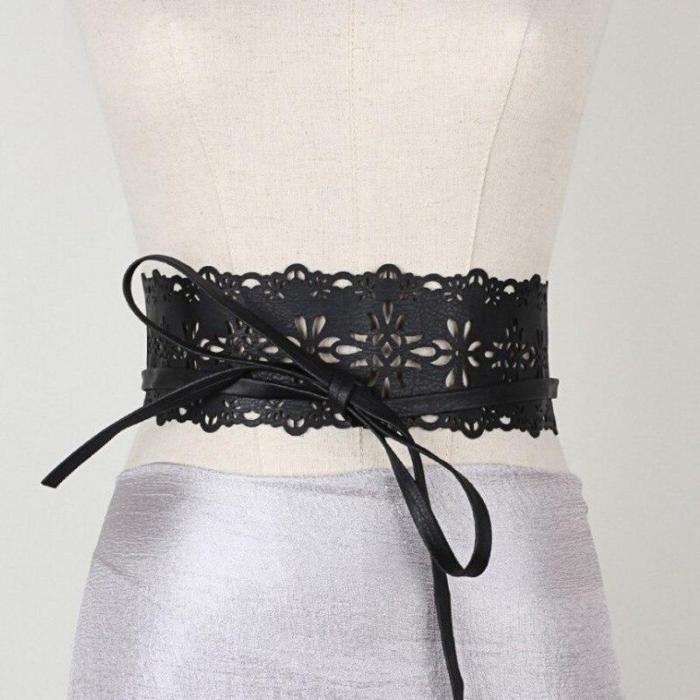 2020 New Novelty Vintage Women's Lace Wide Belt Stretchy Corset Female Black Cincher Waistband Belts for Lady Dress Accessories