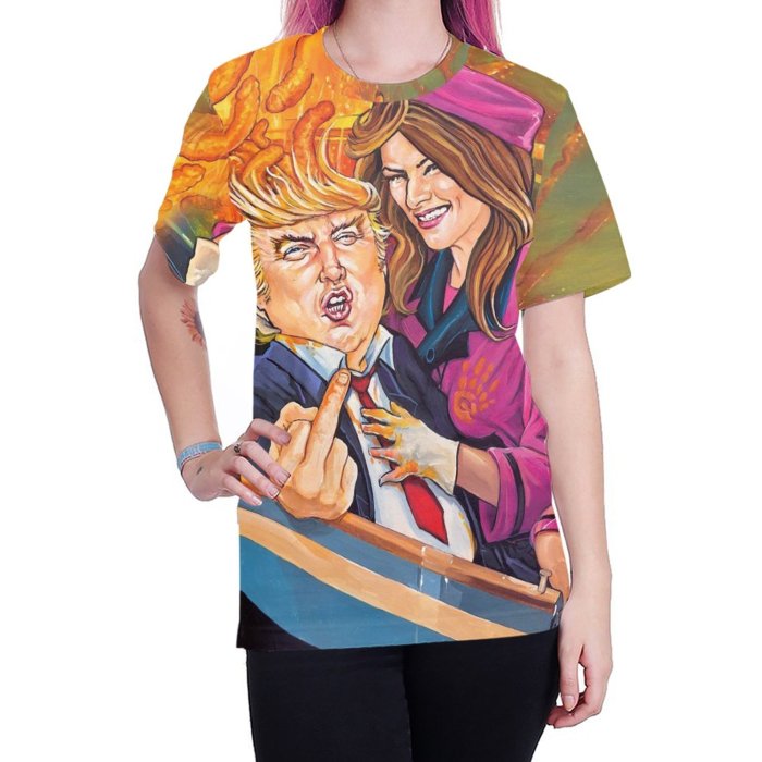 Trump Printed Round Neck Pullover Short Sleeve T-shirt