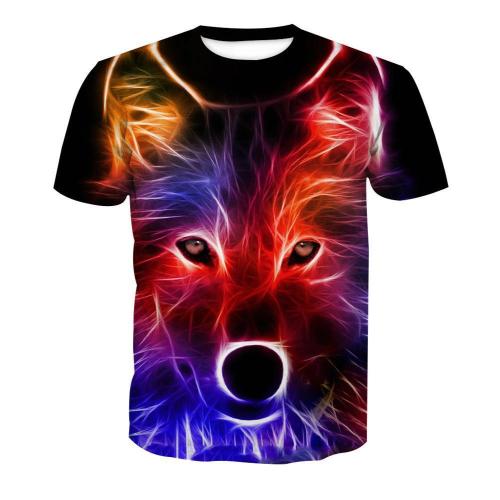 3D Wolf Print Short Sleeve Men's T-Shirt