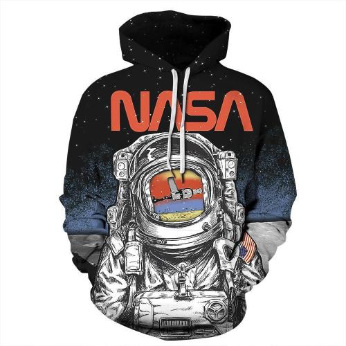 Funny NASA Astronaut Space Suit Pullover Hoodie with Big Pockets Sweatshirt Jacket Coat