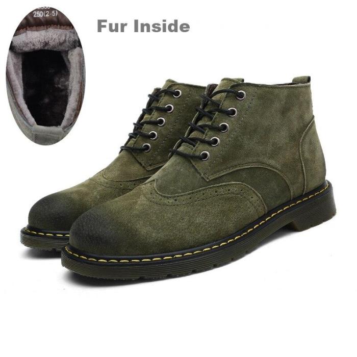 2019 Autumn&Winter Men Brogue Boots High Quality Leather Ankle Boots Man's Casual Shoes Working Fahsion Men Boots Big Size 38-47