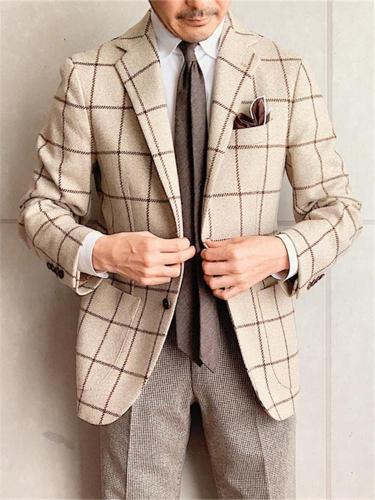 Fashion men's plaid print blazer