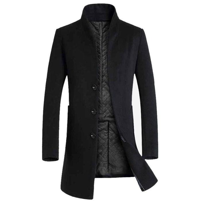 Men's Solid 3 Buttons Single Breasted Wool Winter Coats for Men Medium Long Jackets Man's Slim fit Peacoat 2018 Male Trench