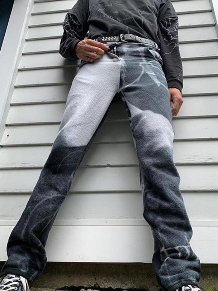 Grey-white gradient casual mens pants TT010