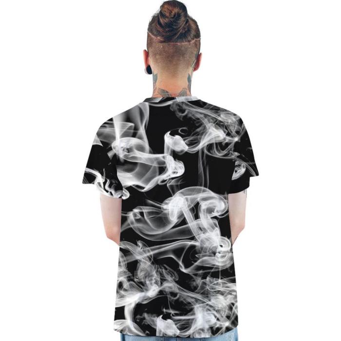 3D Smoke Printed Funny Men Fashion Short Sleeve T-shirt Tee Tops