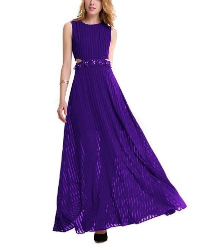 Lace Trim Chiffon Evening Dress