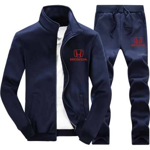 Autumn and winter men's sportswear suit Sweatshirt zipper Hoodie sports suit men's casual Honda logo print 2-piece jacket logo p