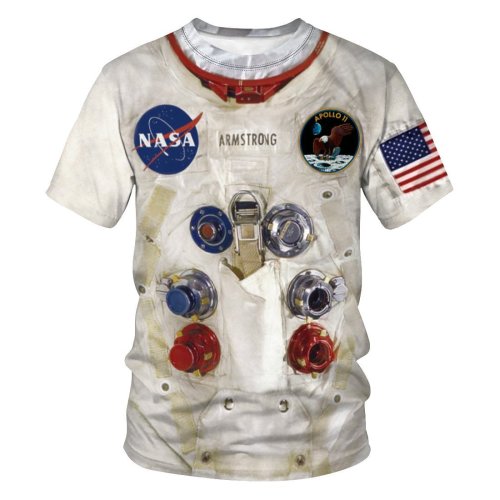 3D Astronaut Space Suit NASA Printed Funny Men T-shirt Loose Casual Novelty Short Sleeve Tees Top