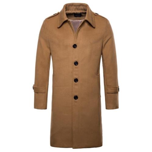 Europe/US size New Brand Woolen Coat Men Fashion Long Trench Coat England Style Wool Blend Single Breasted Jacket Male Overcoats