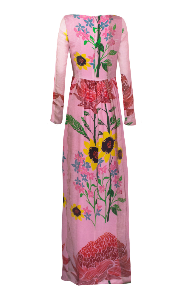 Fashion Printing Long-Sleeved Maxi Dress Evening Dress