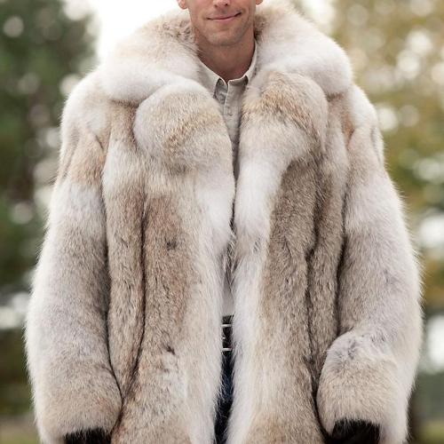 Men's Fashion Faux Fur Long Coat