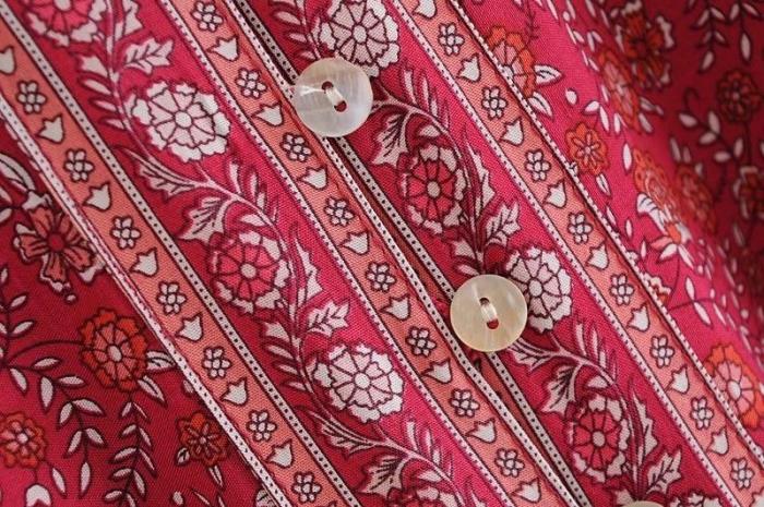 Holiday V Neck Single-breast Button Location Daisy Flower Print Long Sleeve Cotton Maxi Dresses