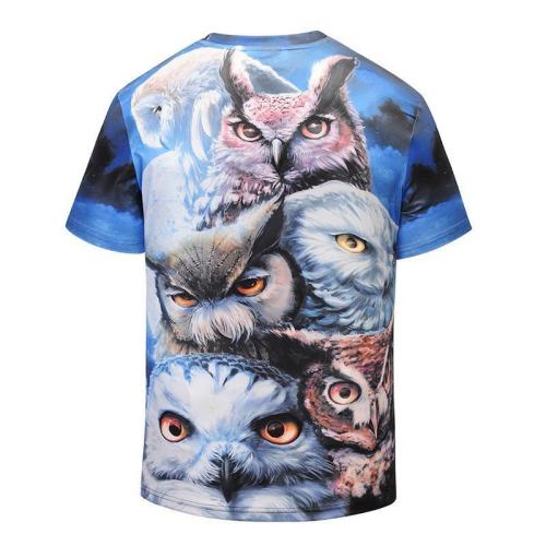 Creative 3D Owl Print Crew Neck T-Shirt