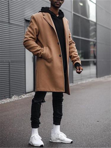 Fashion men's lapel solid color coat