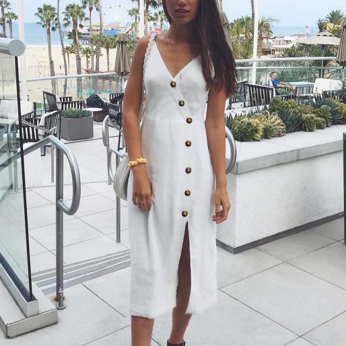 Sexy V Neck  Backless Sling Casual Dresses