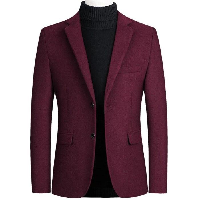 Casaco de lã masculina de alta qualidade blazers casuais blazers casaco de lã dos homens terno superior masculino sólido negócio