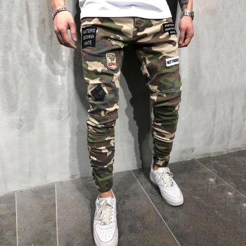 Camouflage Tight Zipper Jeans
