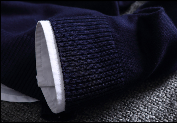 Men's Contrast Spliced Knit Sweater