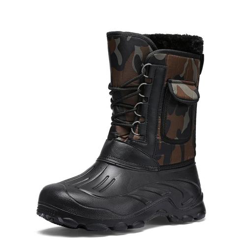 2020 Winter Camouflage Snow Men Boots Rain Shoes Waterproof with Fur Plush Warm Male Casual Mid-Calf Work Fishing Boot