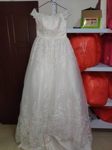 Fansmile 2020 White Off the Shoulder Vestido De Noiva Wedding Dress Train Custom-made Plus Size Bridal Tulle Mariage FSM-630T