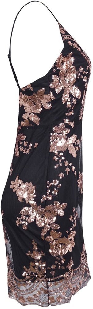 BerryGo Women's Sexy Backless Bodycon Floral Sequin Clubwear Party Dress