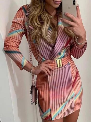 Colorful Long Sleeve Mini Blazer Dress