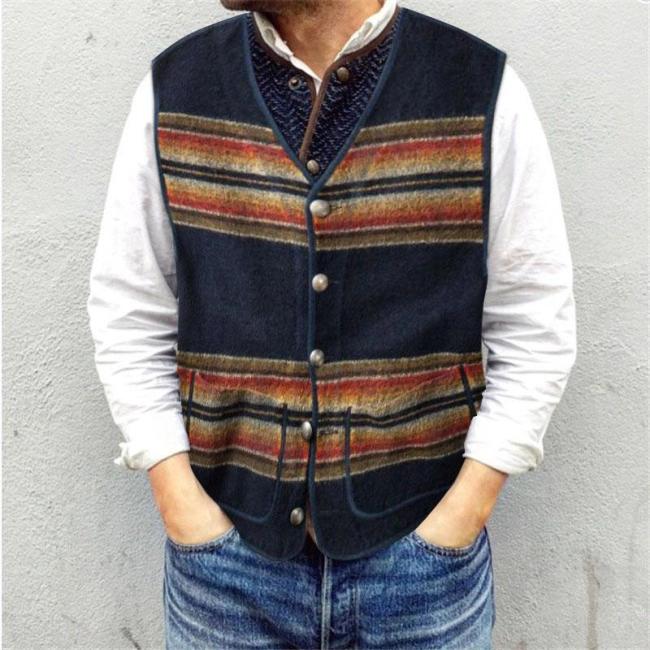 Flashmay Casual single-breasted color matching men's vest