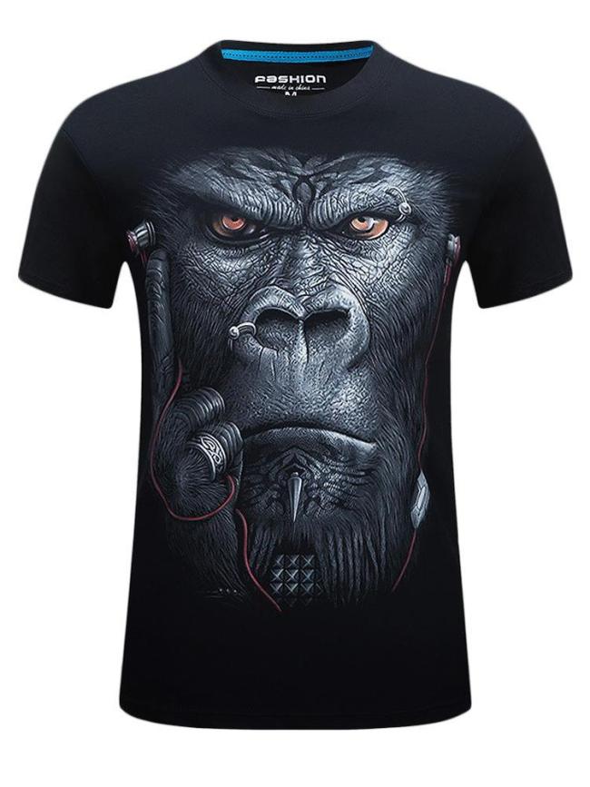 Stylish Mens Short Sleeve Monkey Ape Printed T-Shirt