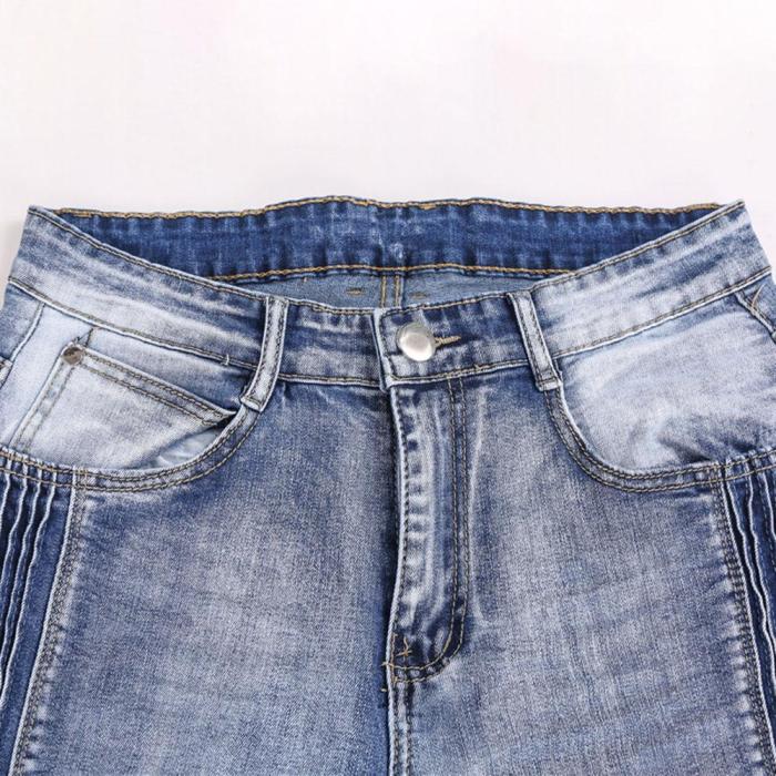 Side Shirred Denim Pants Jeans