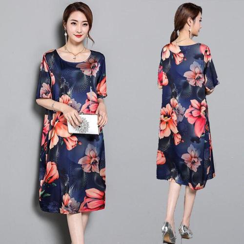 2019 New Summer Dress Female Elegant Printing Silk Party Dresses for women Robe Femme Loose Plus Size Womens Vestidos Mujer