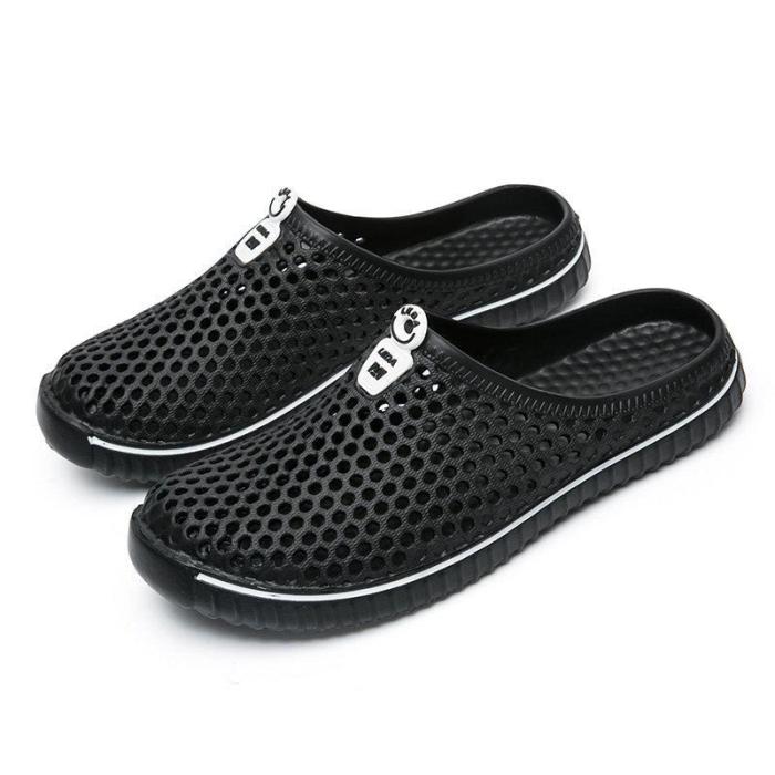 Mens Breathable Hollow Out Slip On Flat Beach Slippers