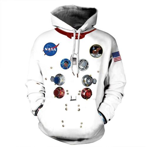 Funny Astronaut Space Suit Pullover Hoodie with Big Pockets Sweatshirt Jacket Coat