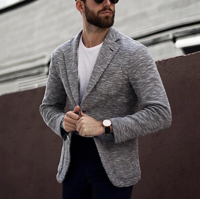 Business Casual Men'S Long-Sleeved Blazer