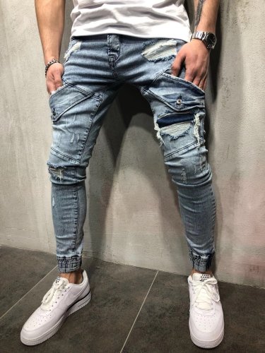 Small Feet Jeans Knees Trousers Zipper Pull Pants