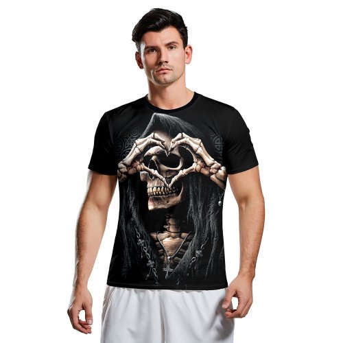 Halloween 3D Skull Print Short Sleeve Men T-shirt
