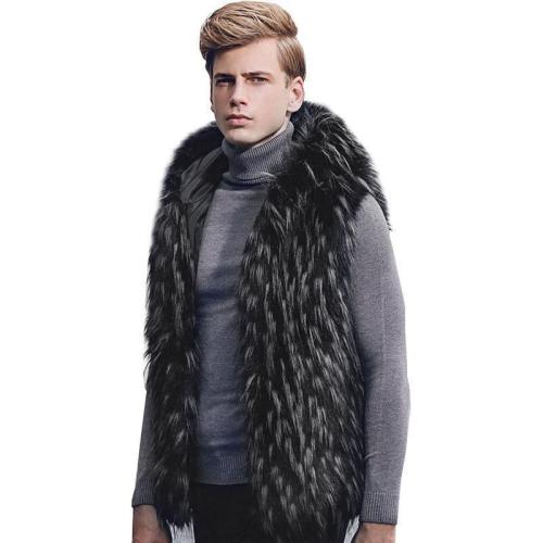 Casual Winter Faux Fur Plain Vest Coat