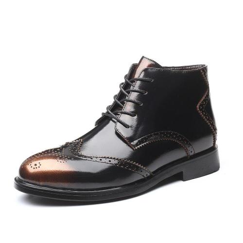 Men's Brogue Boots Autumn Winter 2019 Fashion Bullock Men Casual Leather Boot Shoes Comfortable Man Ankle Boots New Arrival