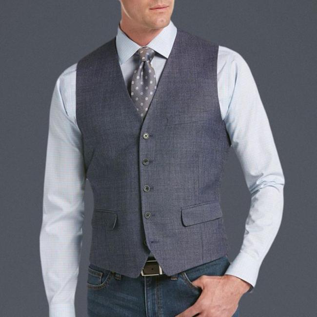 Mens Business Casual Solid Colour Single Breasted Vest