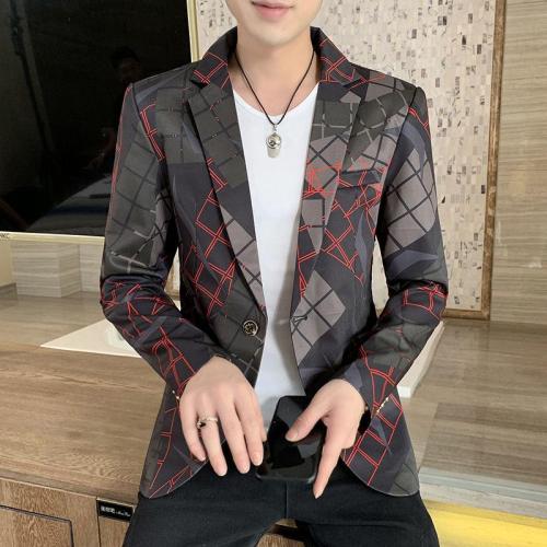 Stylish Dress Prom Blazers For Men Casual Slim Club Stage Singer Suit Blusa Masculina 2020 Korean Plaid Suit Blazer Jacket Men
