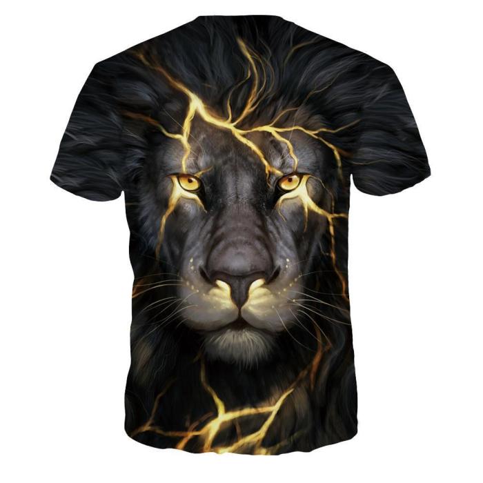 3D Lion Printed Fashion Funny Casual Short Sleeve T-shirt Tees Top