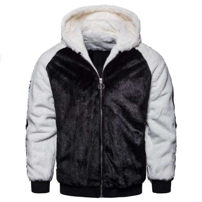 Winter Keep Warm Color Blocking Plain Zipper Coat