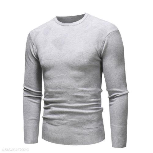 Casual Mens Round Collar Plain Thin Sweater