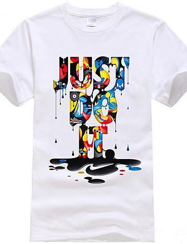 Men Graphic And Letter Round Neck White T Shirt
