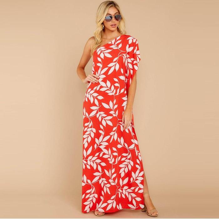 2020 Newest Dress Summer Woman Dresses Floral Print Split Floor-Length Asymmetrical Boho Beach High Waist Woman Dress