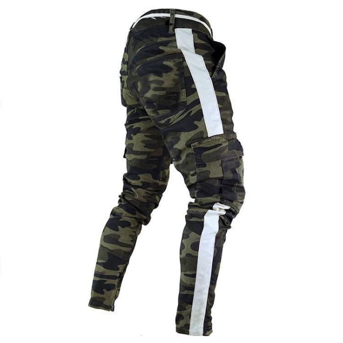 Casual Camouflage Printed Slim Multiple Packets Pants