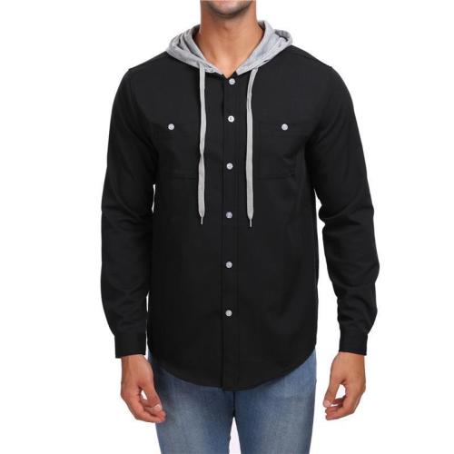 Men's Solid Color Hooded Shirts
