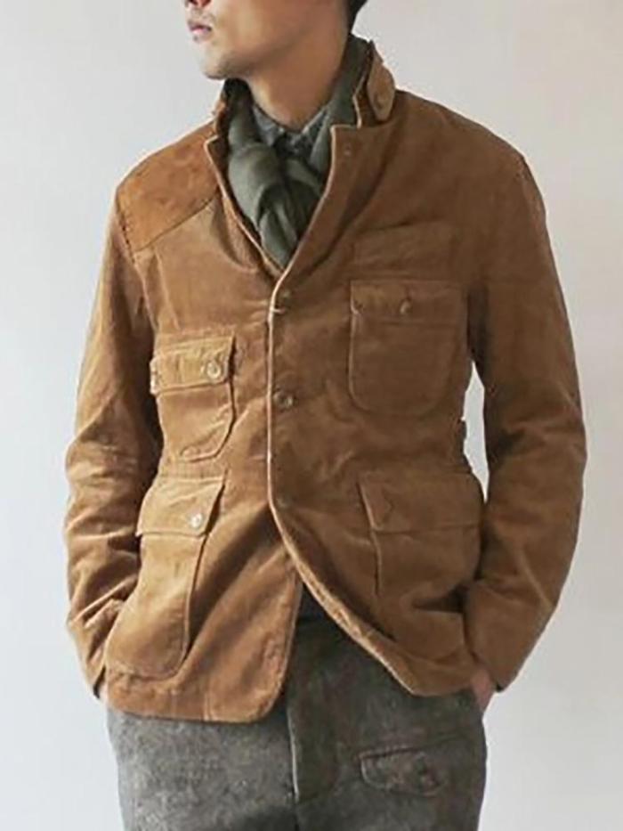 Casual Single-Breasted Slim Stand Collar Coat